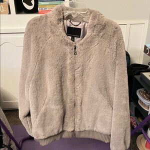 Banana Republic Taupe Faux Fur Coat
